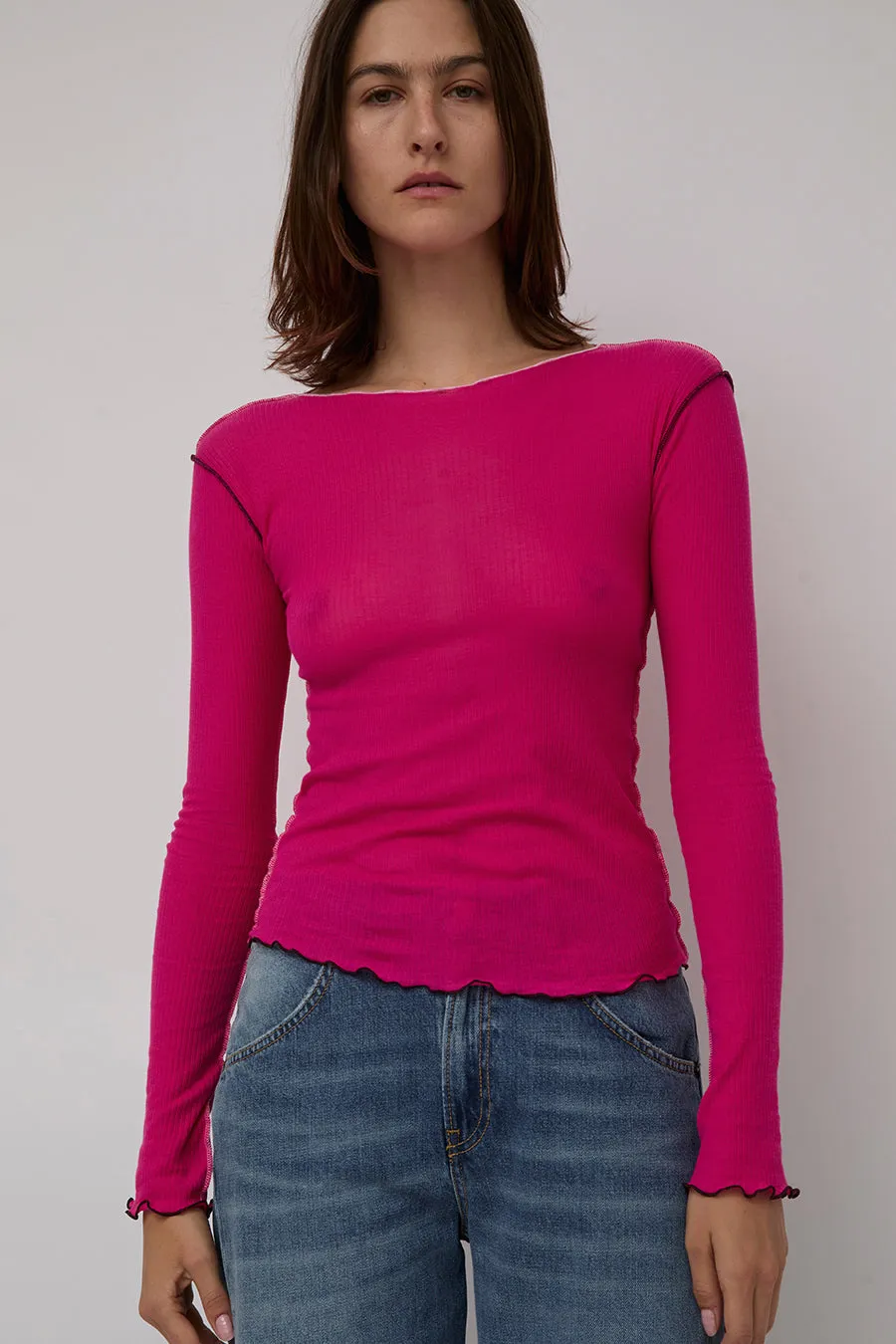 Baserange Vein Long Sleeve Tee in York Pink sold by No. 6
