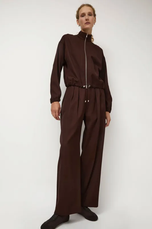 NOMIA Wide Leg Pleated Trouser in Carob sold by No. 6