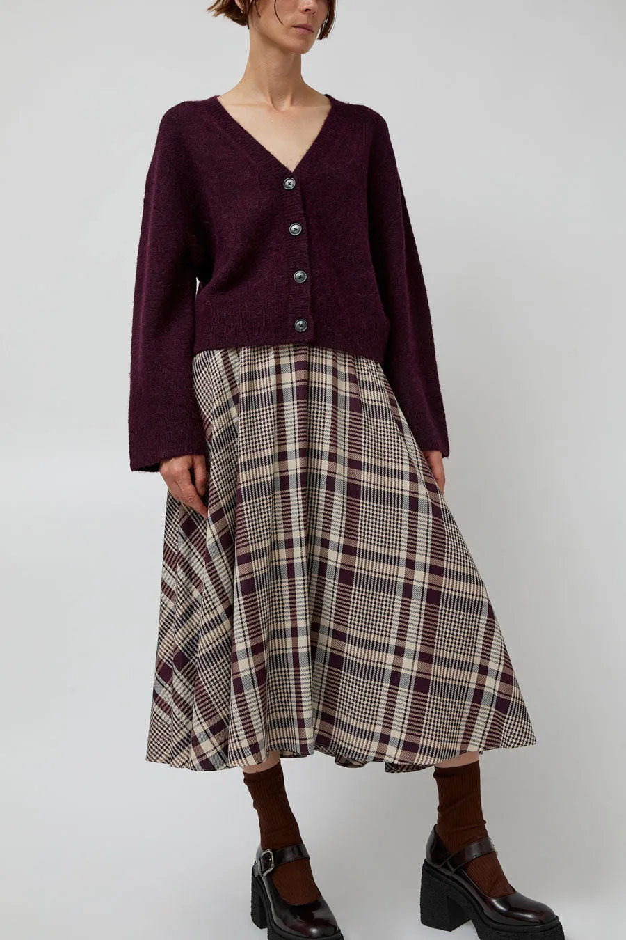 No.6 Lee Skirt in Burgundy Plaid sold by No. 6