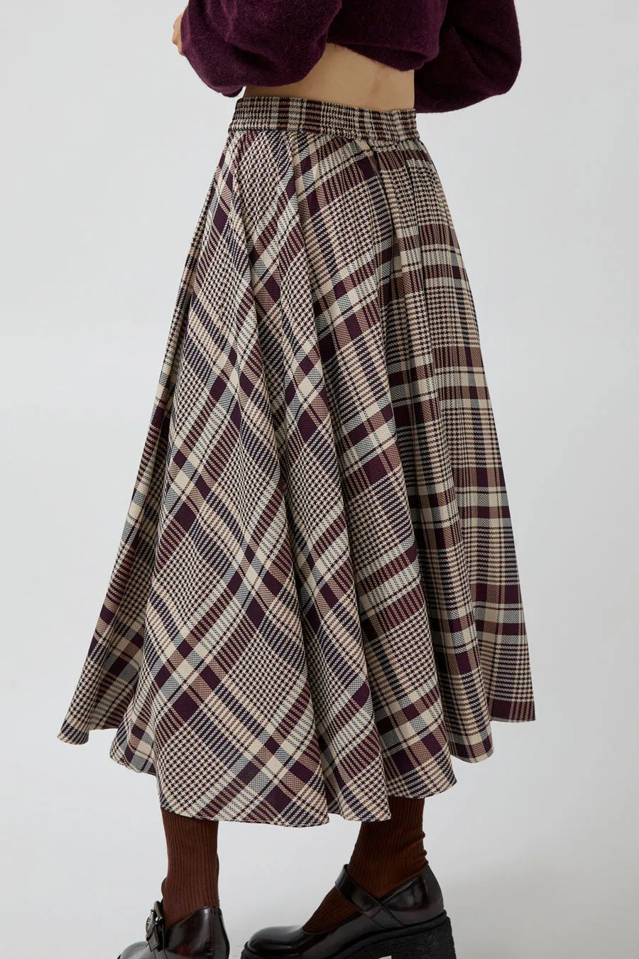 No.6 Lee Skirt in Burgundy Plaid sold by No. 6 product image thumbnail 3