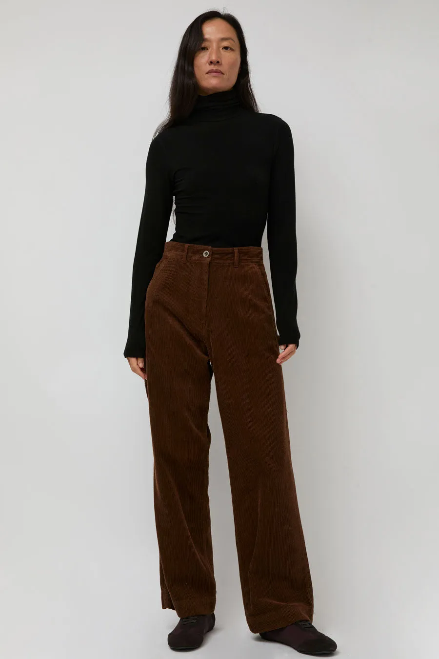 Nothing Written Corduroy Carpenter Pants in Dark Brown sold by No. 6