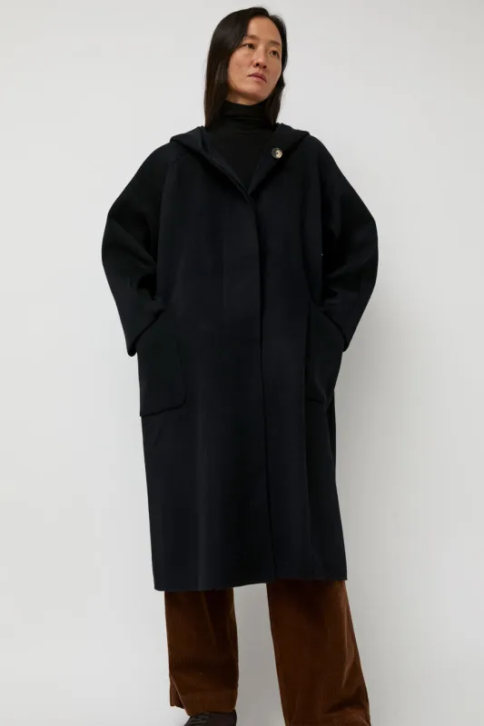 Nothing Written Keiko Hoodie Coat in Black sold by No. 6