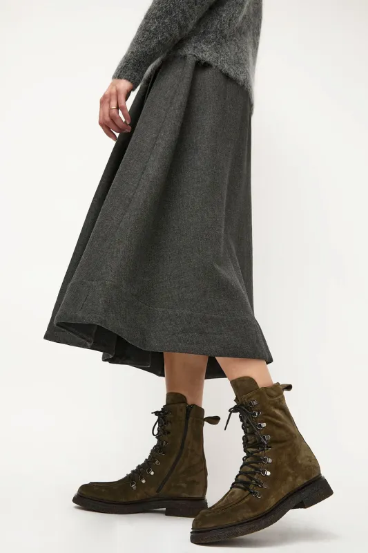 No.6 U Seam Lace Up Boots on Crepe Sole in Bosco made by No. 6