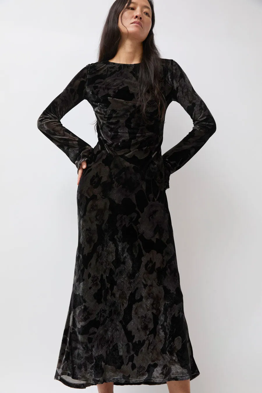 Collina Strada Yuri Dress in Black Watercolor Roses sold by No. 6