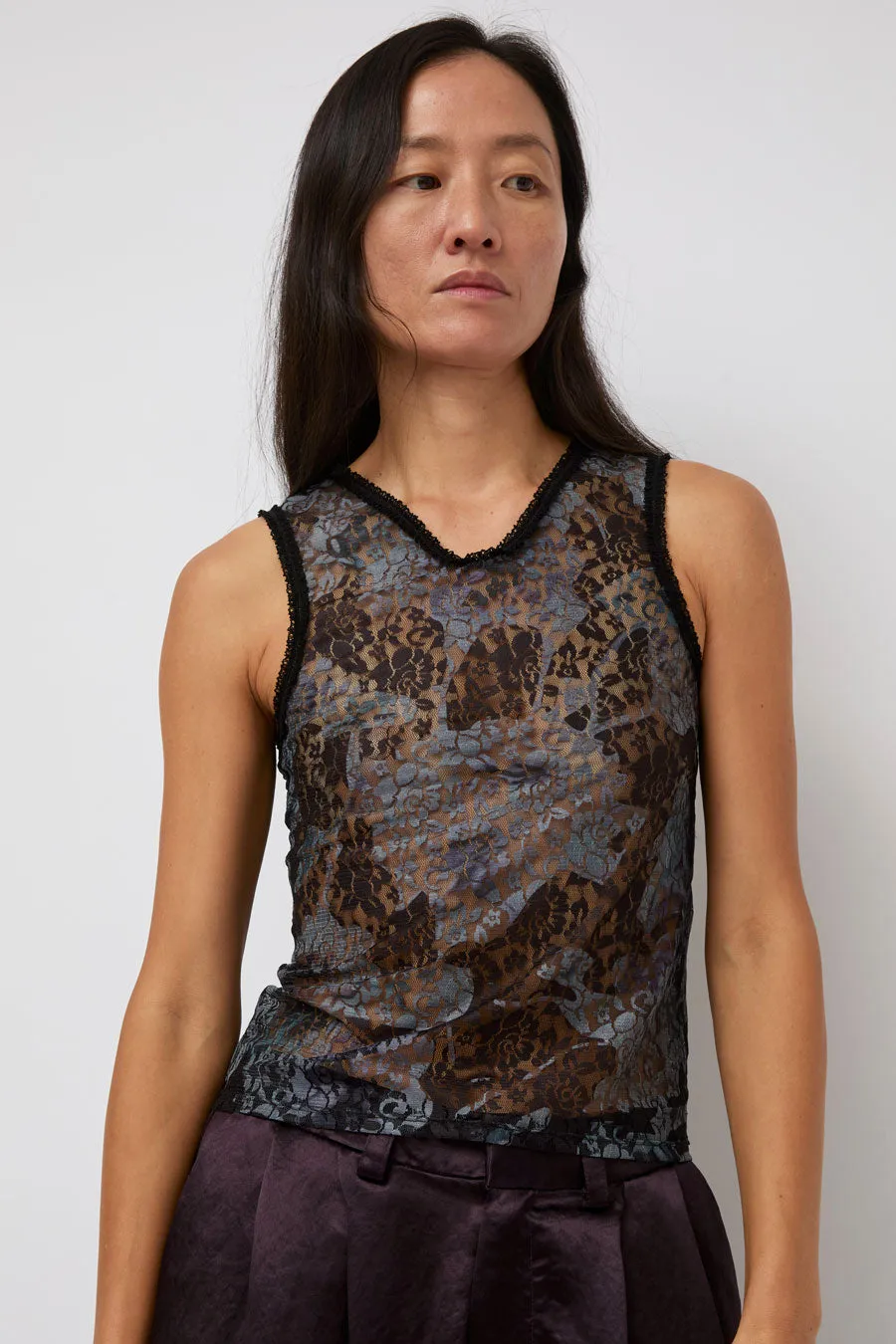 Collina Strada Lace Dachi Top in Black Watercolor Roses sold by No. 6