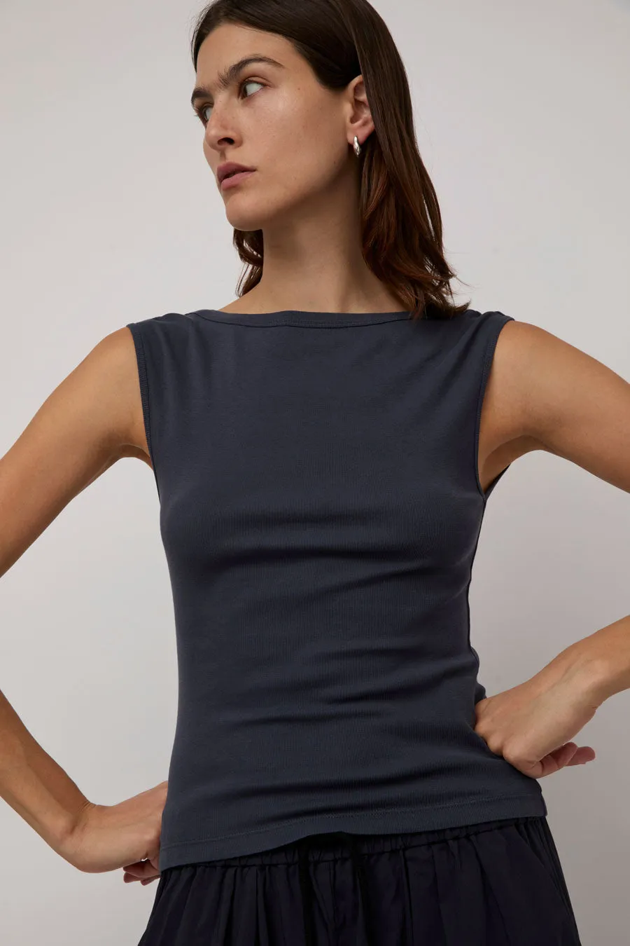 St. Agni Organic Cotton Ballerina Top in Storm sold by No. 6