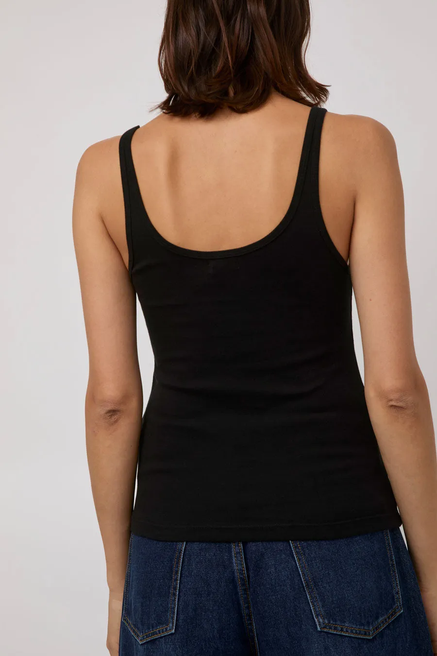 St. Agni Orgainc Cotton Slim Scoop Tank in Jet Black sold by No. 6 product image thumbnail 4
