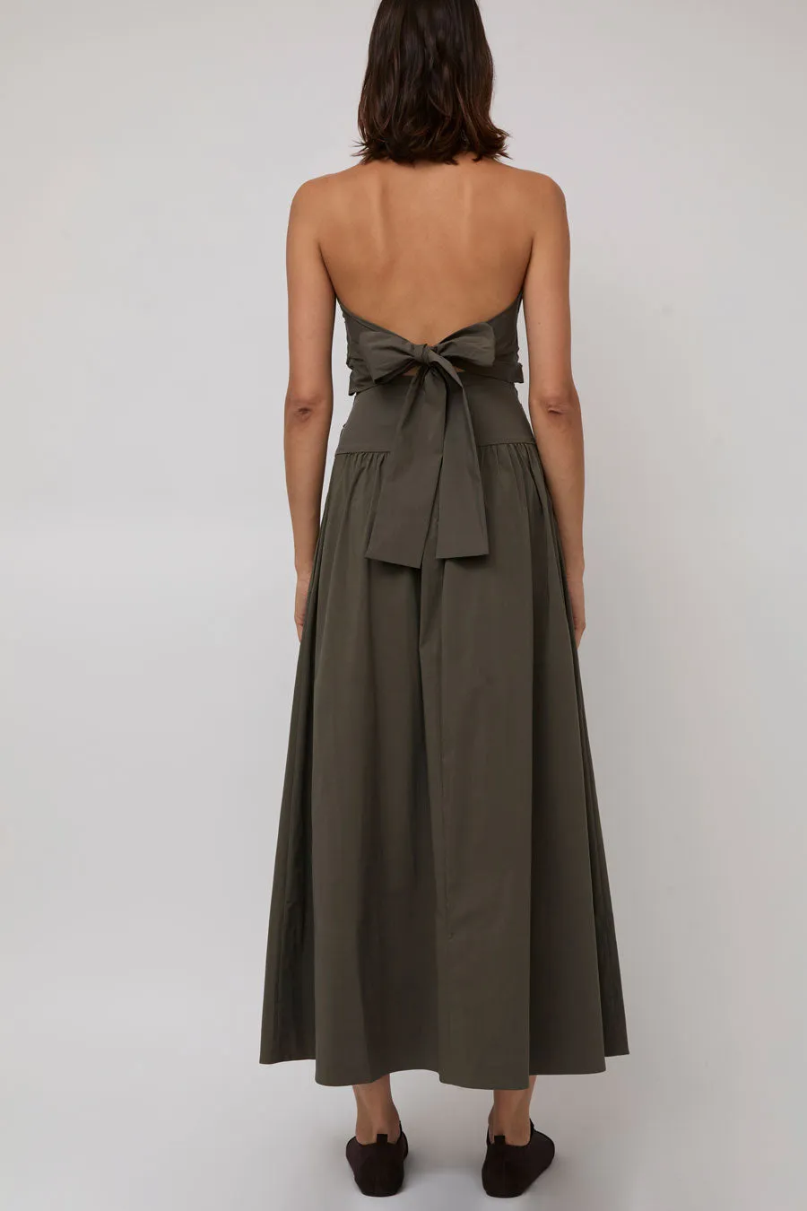 St. Agni Gathered Strapless Tie Back Dress in Khaki sold by No. 6 product image thumbnail 2