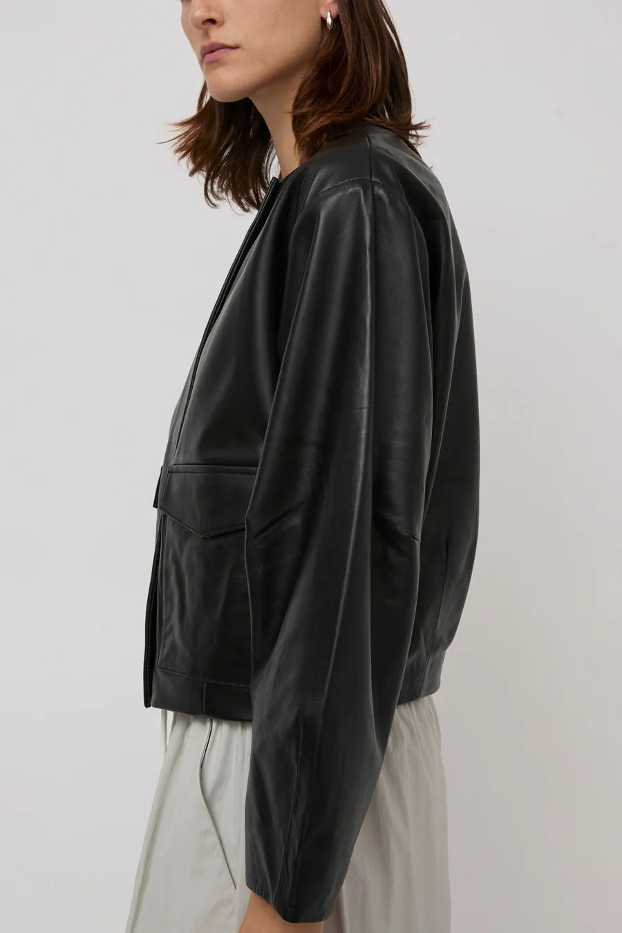 St. Agni Utility Cocoon Leather Bomber in Black sold by No. 6 product image thumbnail 2