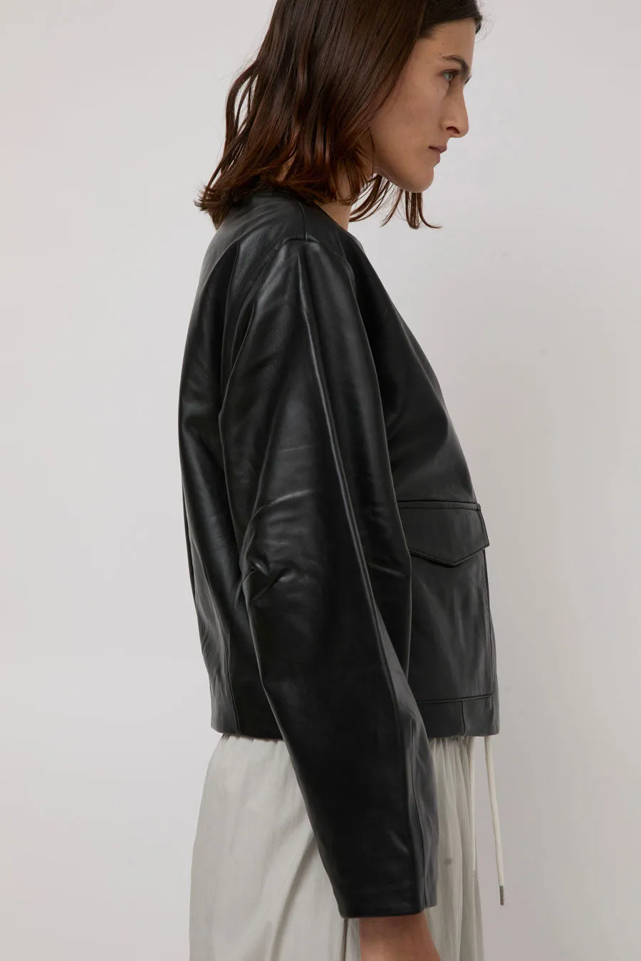 St. Agni Utility Cocoon Leather Bomber in Black sold by No. 6 product image thumbnail 4