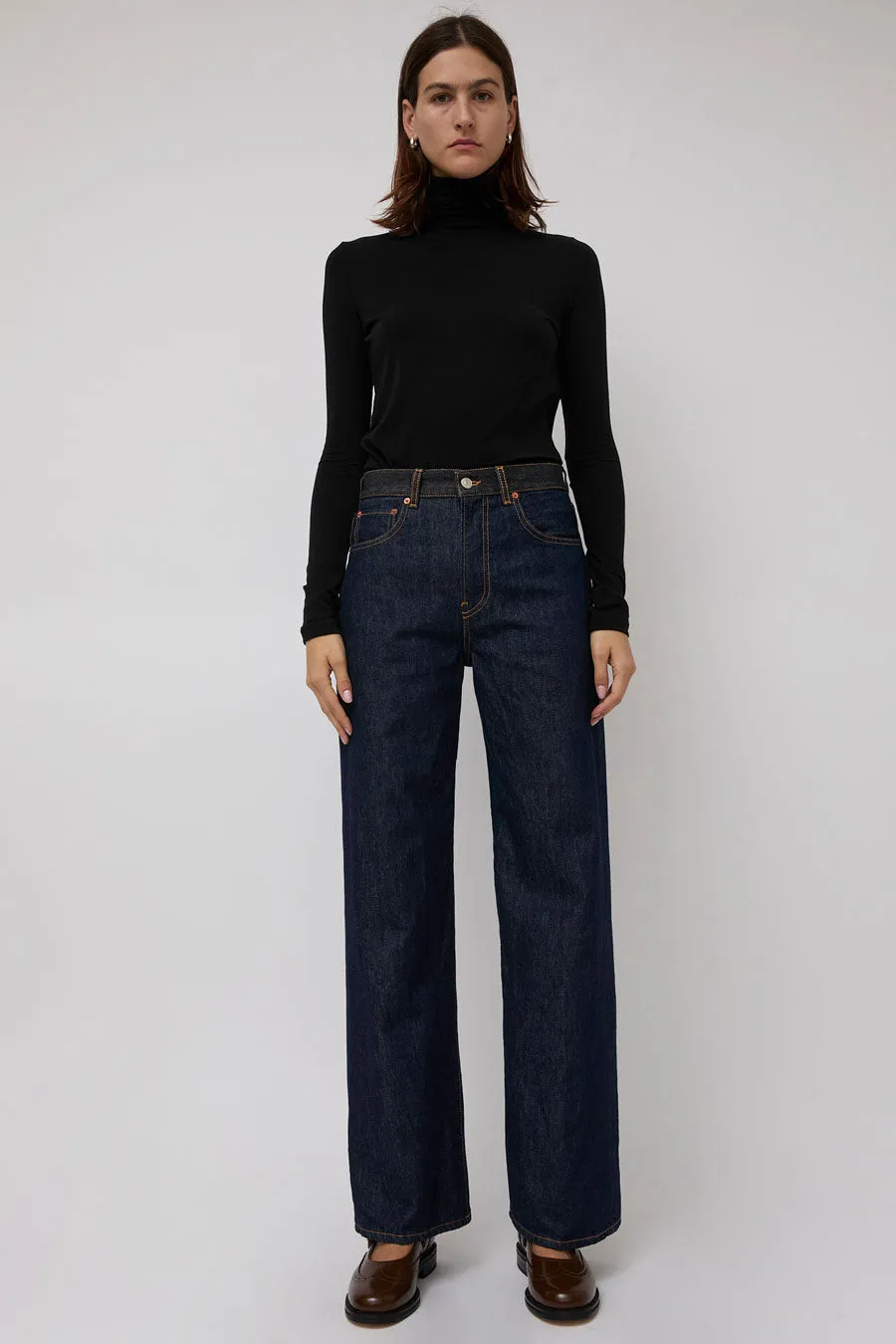 6397 Wide Jean in Raw Rinsed with Contrast WB sold by No. 6