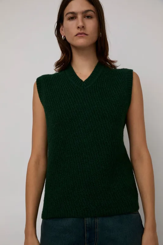 6397 Angled Rib Vest in Forest Green sold by No. 6