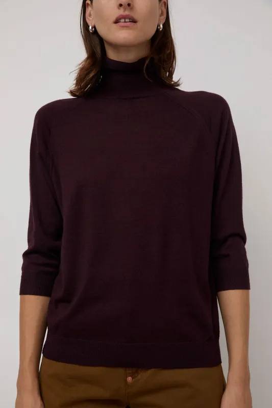 6397 Elbow Sleeve Turtleneck in Deep Purple sold by No. 6