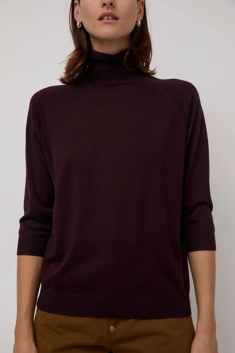 6397 Elbow Sleeve Turtleneck in Deep Purple sold by No. 6