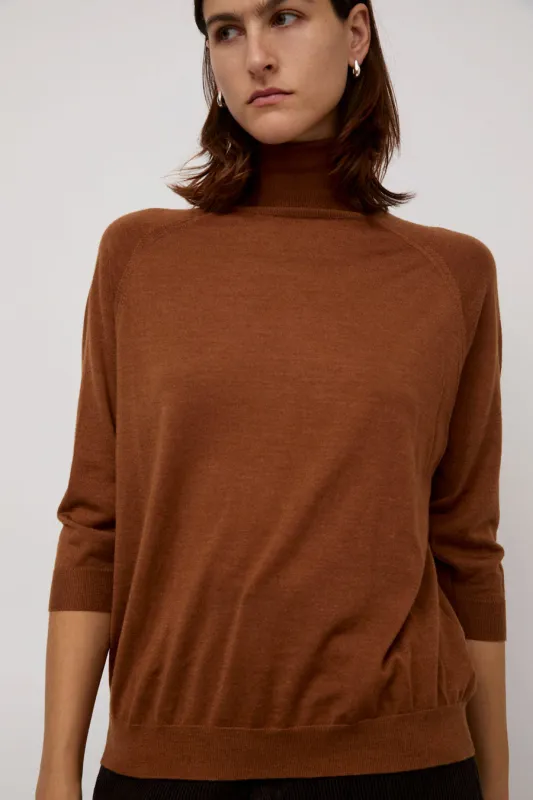 6397 Elbow Sleeve Turtleneck in Caramel sold by No. 6