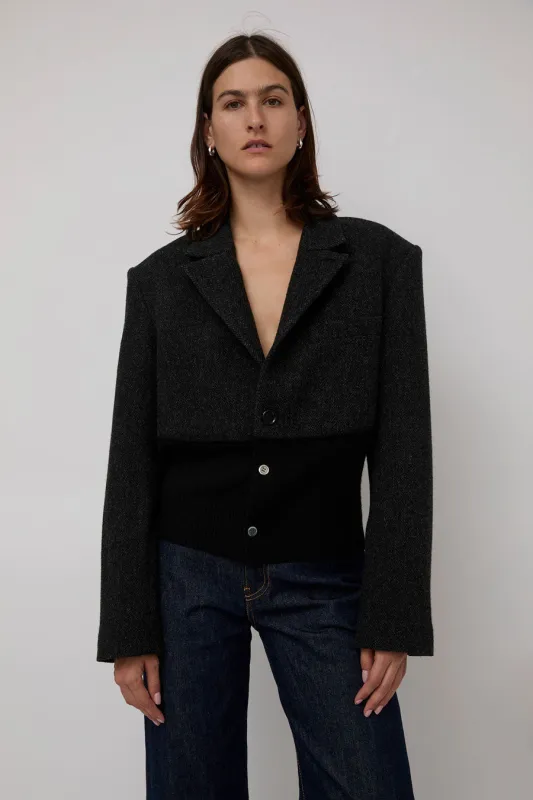 6397 Rib Blazer Jacket in Charcoal sold by No. 6