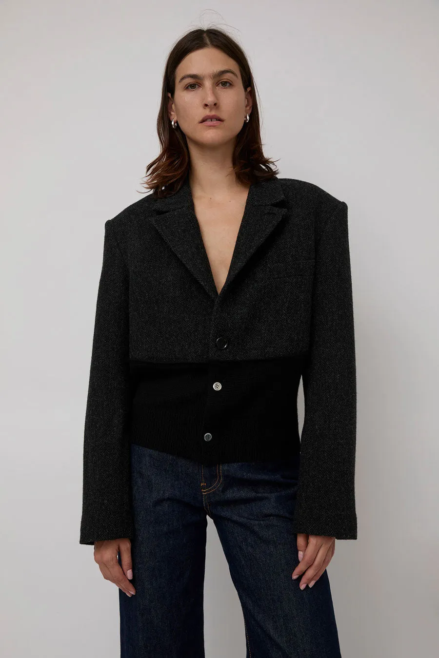 6397 Rib Blazer Jacket in Charcoal sold by No. 6