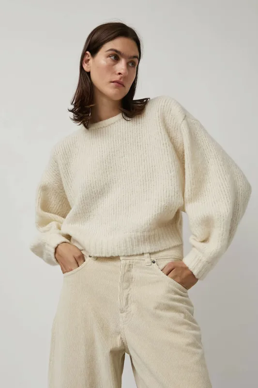 Atelier Delphine Balloon Sleeve Sweater in Cream sold by No. 6