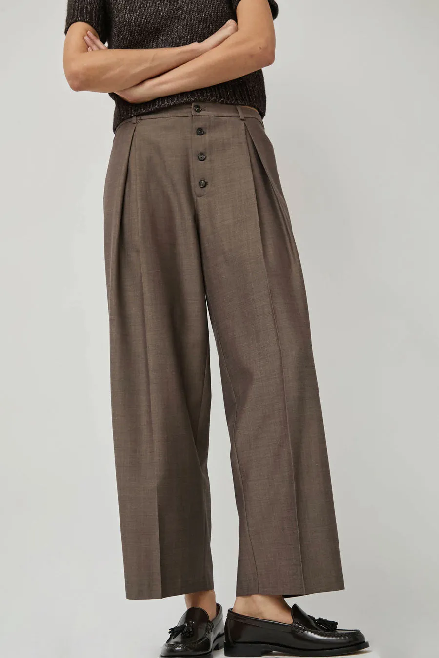 CORDERA Tailoring Mohair Buttoned Pants in Smoke Brown sold by No. 6 product image thumbnail 3