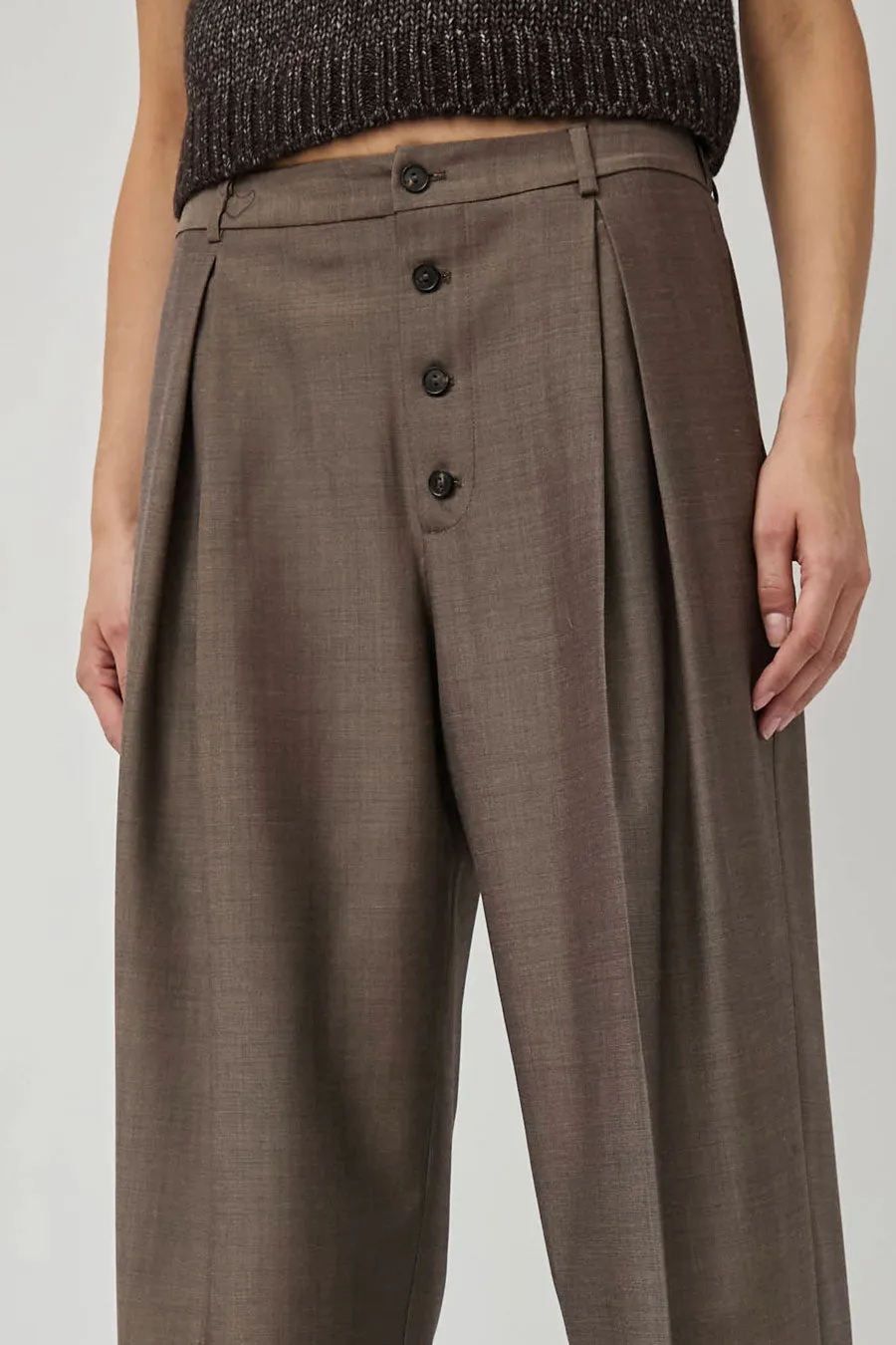 CORDERA Tailoring Mohair Buttoned Pants in Smoke Brown sold by No. 6 product image thumbnail 5