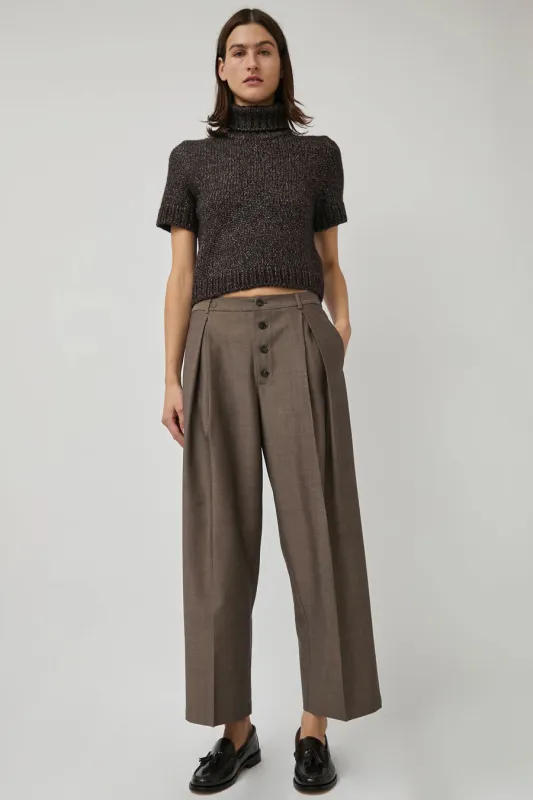 CORDERA Tailoring Mohair Buttoned Pants in Smoke Brown sold by No. 6