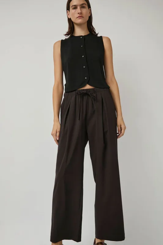 CORDERA Pleated Relaxed Pants in Dark Brown sold by No. 6