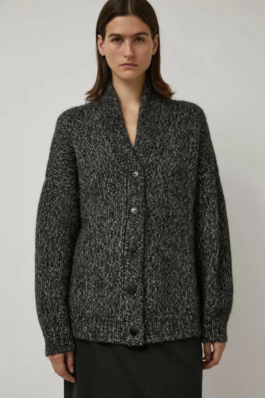 CORDERA Oversized Cardigan in Black Melange sold by No. 6