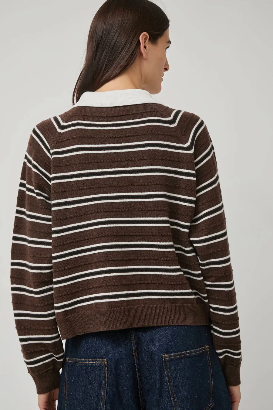 CORDERA Merino Wool Striped Polo in Brown sold by No. 6 product image thumbnail 5