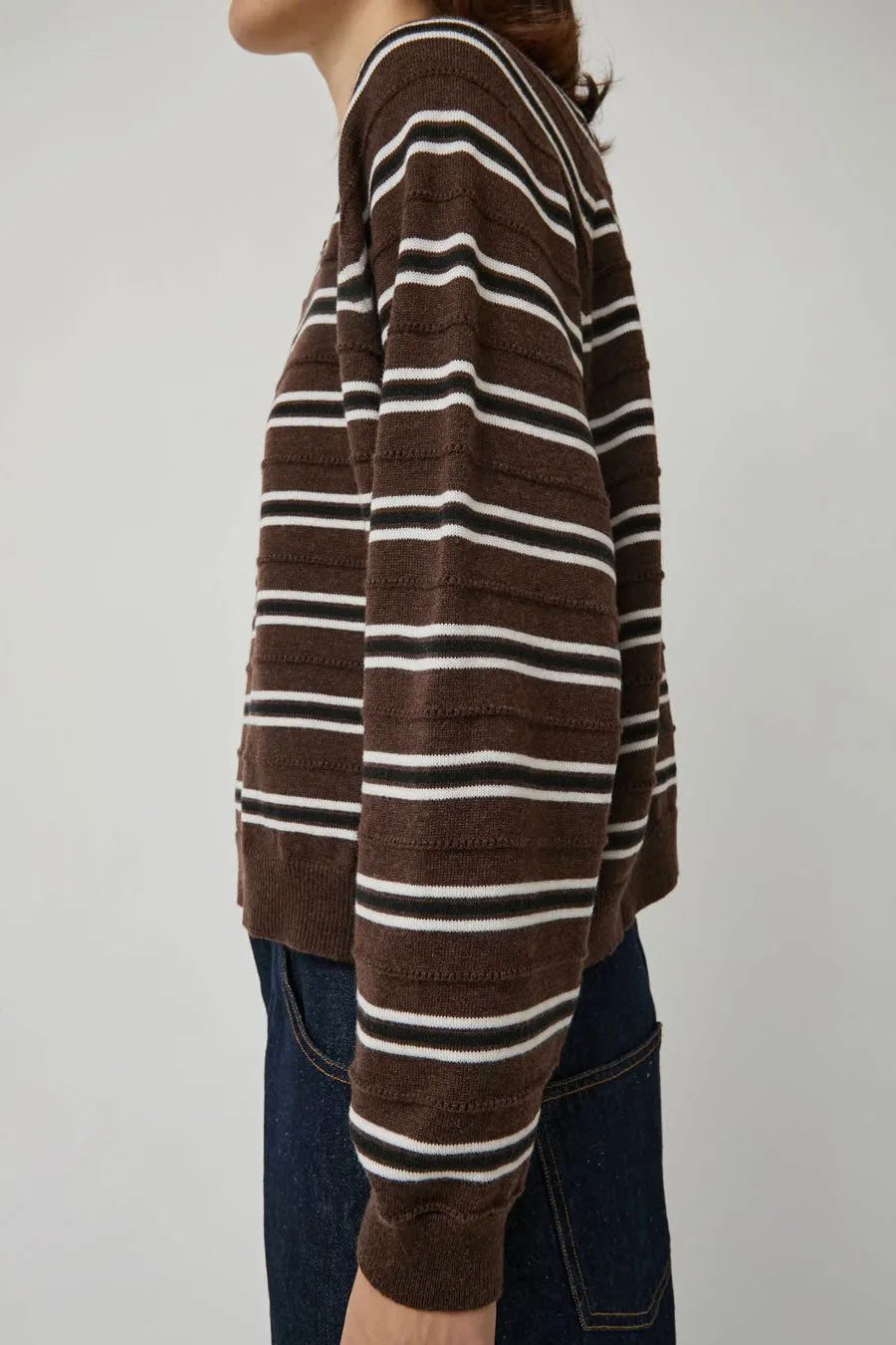 CORDERA Merino Wool Striped Polo in Brown sold by No. 6 product image thumbnail 4