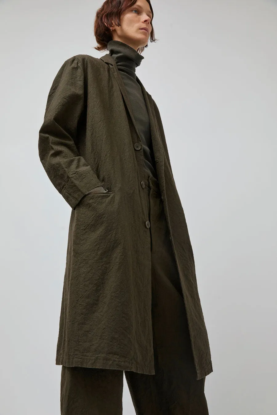 Black Crane Crinkled Coat in Charcoal sold by No. 6 product image thumbnail 2