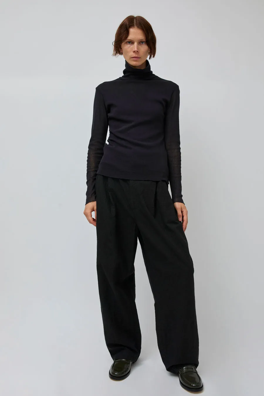 Black Crane Crinkled Trousers in Black sold by No. 6