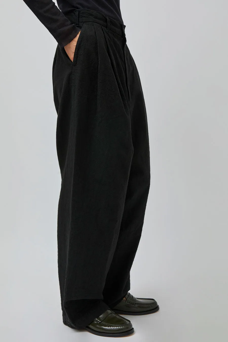 Black Crane Crinkled Trousers in Black sold by No. 6 product image thumbnail 4