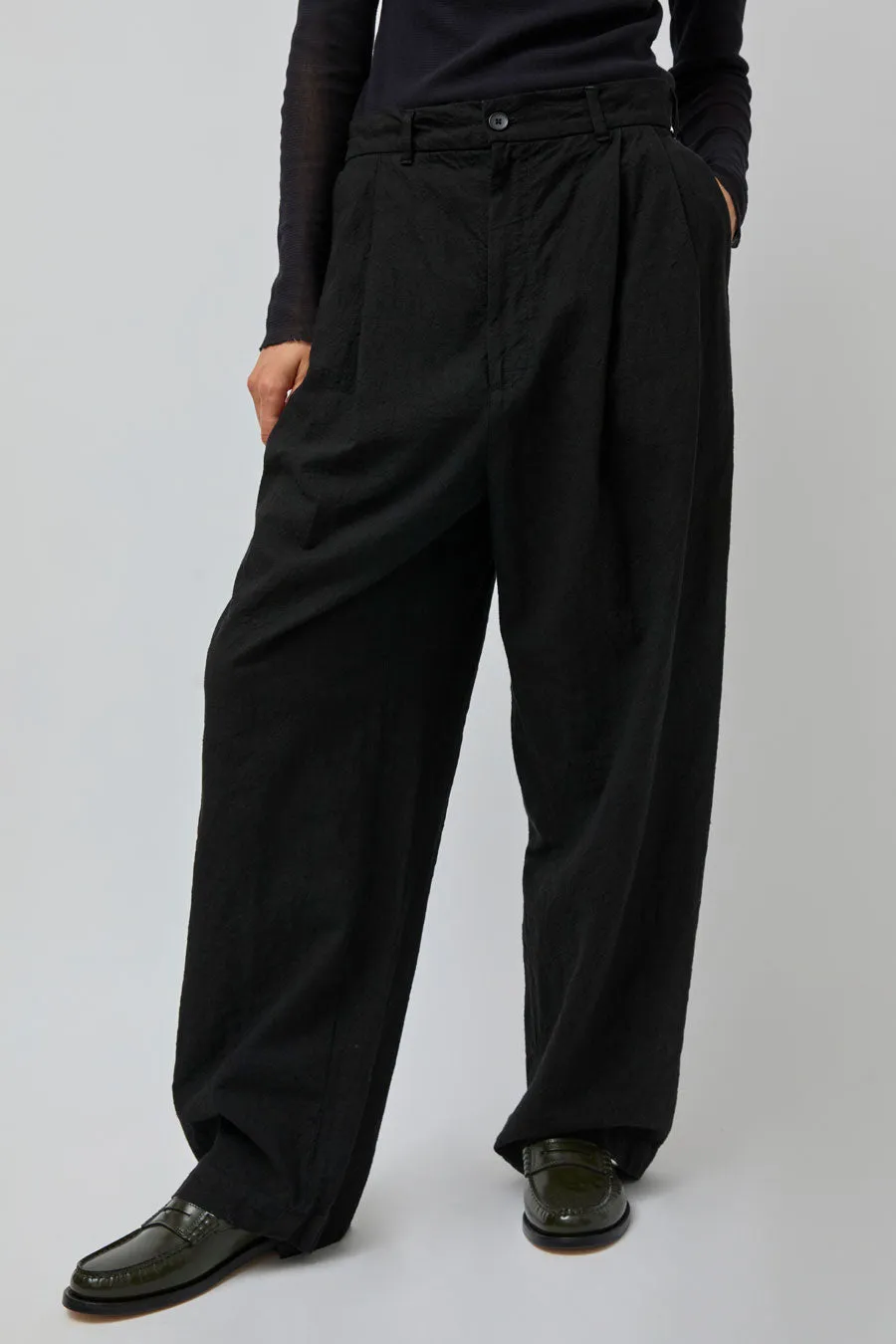 Black Crane Crinkled Trousers in Black sold by No. 6 product image thumbnail 3