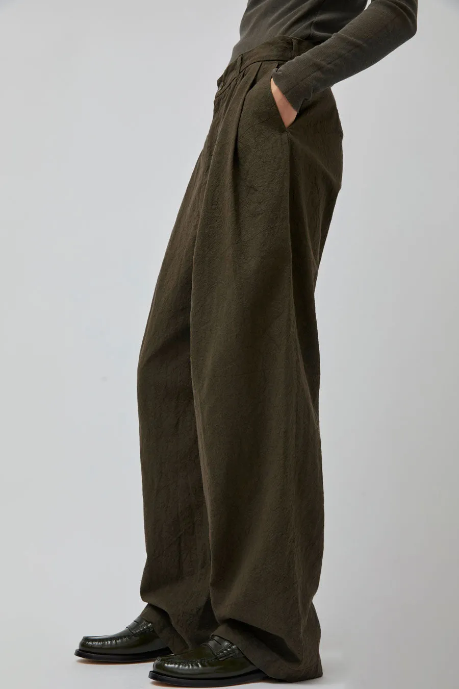 Black Crane Crinkled Trousers in Charcoal sold by No. 6 product image thumbnail 2