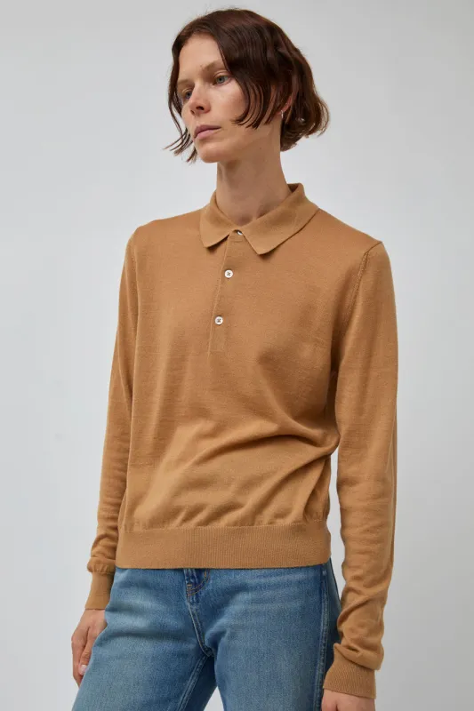 B Sides Knit Polo in Camel sold by No. 6