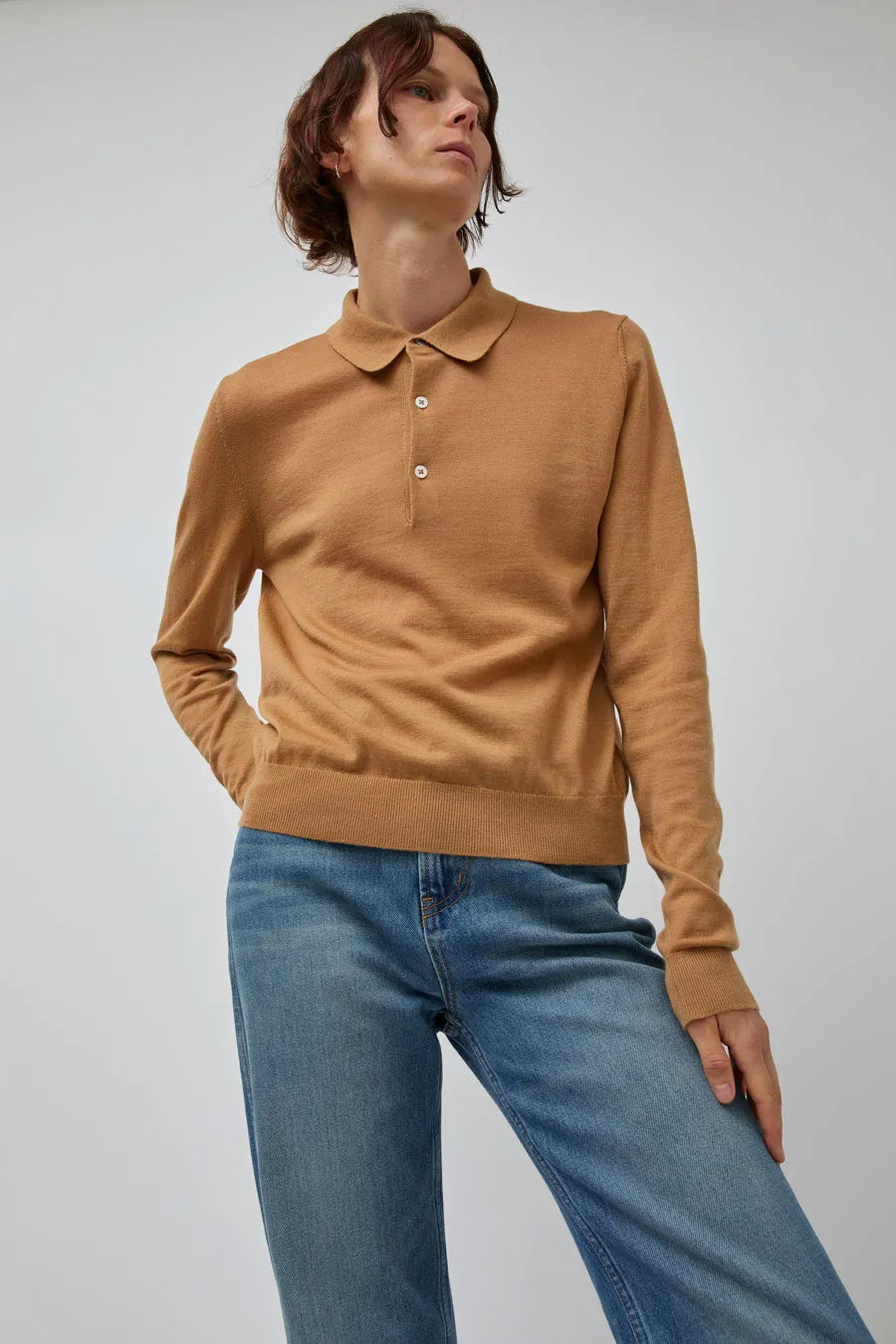 B Sides Knit Polo in Camel sold by No. 6 product image thumbnail 5