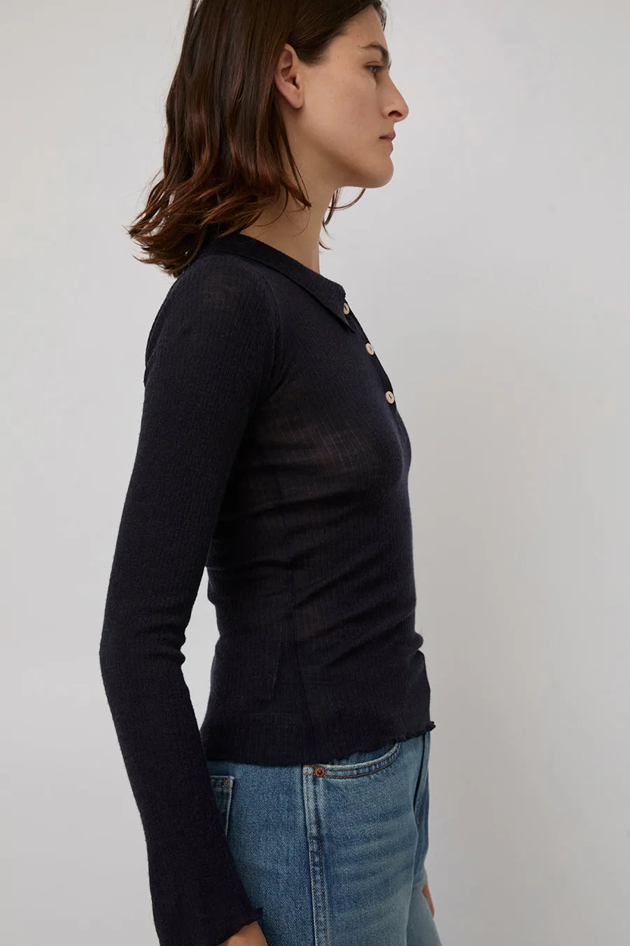 Baserange Dual Long Sleeve Tee in Murano Navy sold by No. 6 product image thumbnail 4