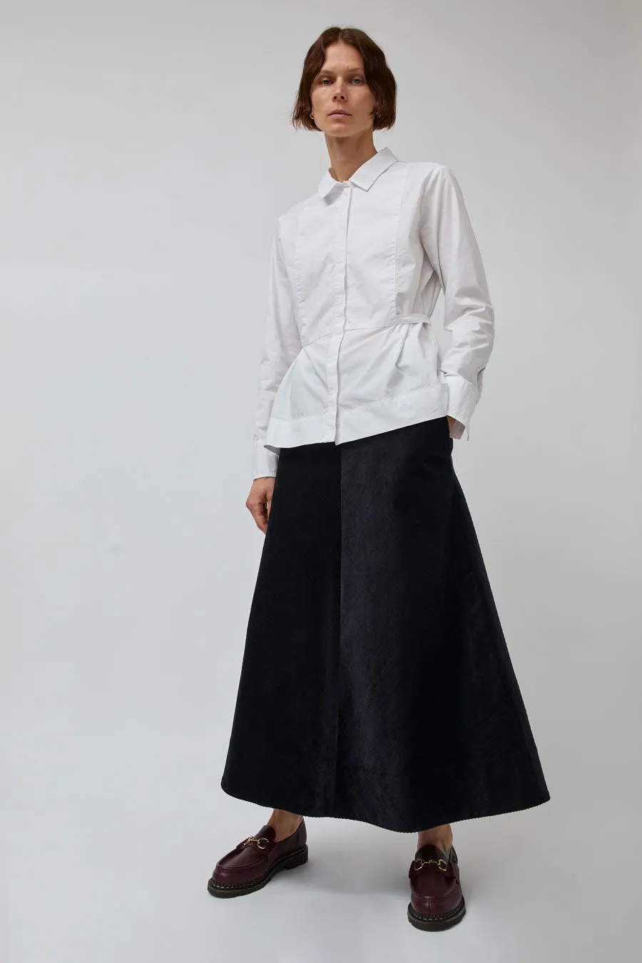 Rue De Tokyo Pryma Skirt in Ink Navy Corduroy sold by No. 6