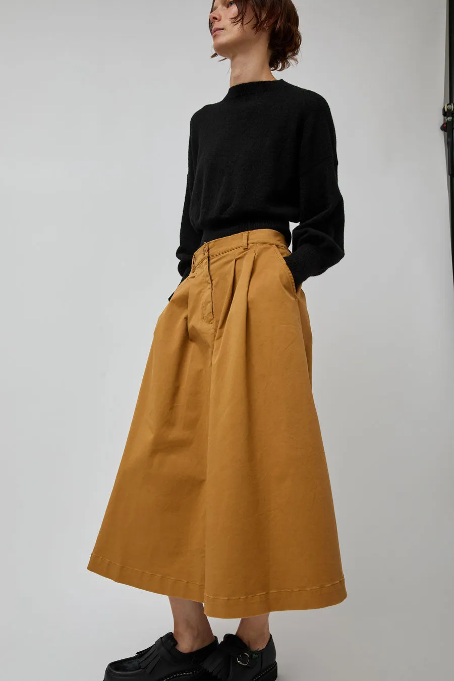 Rue De Tokyo Pen Skirt in Amber Brown Twill sold by No. 6
