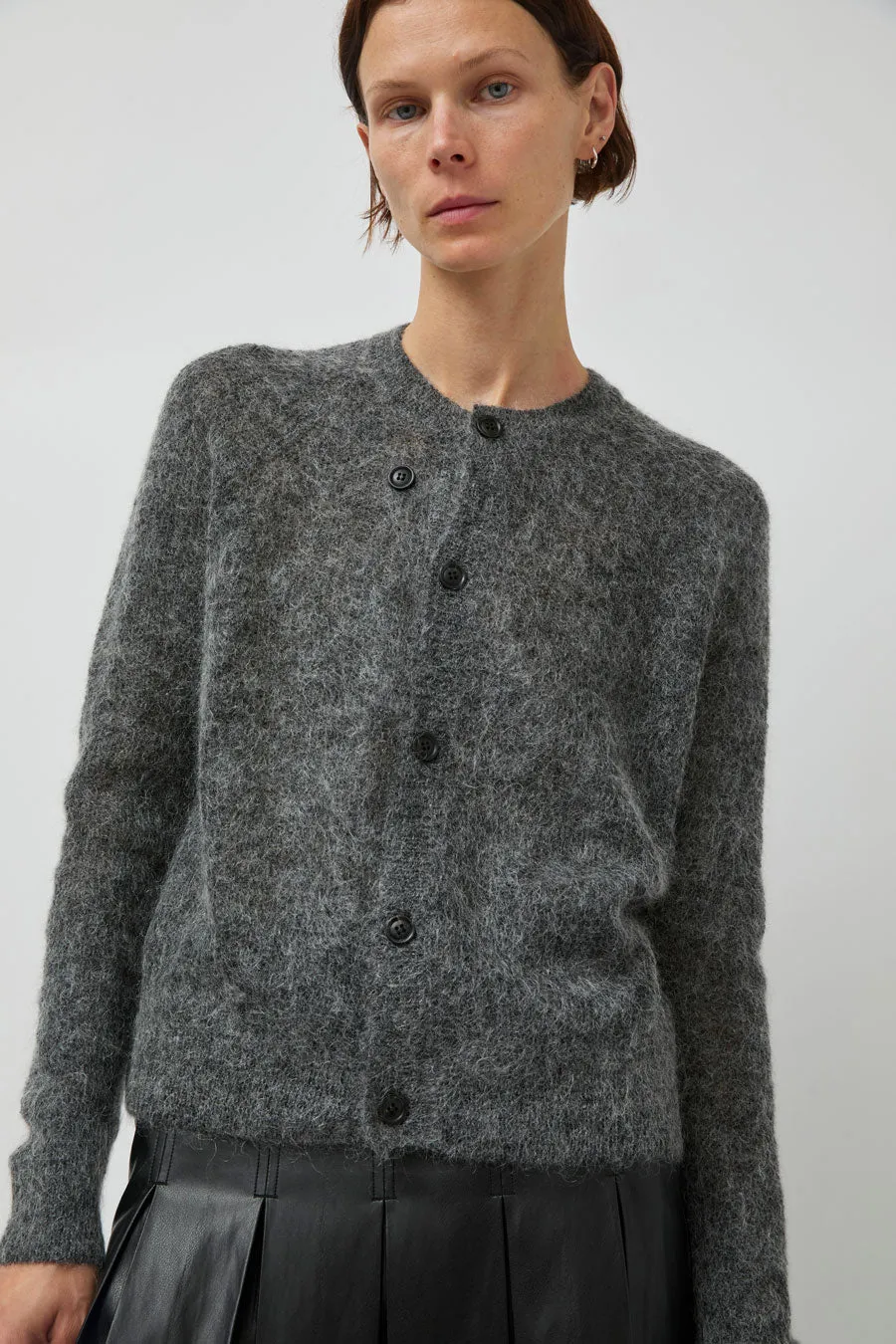 TONYWACK Wool and Mohair Cardigan in Melange Grey sold by No. 6
