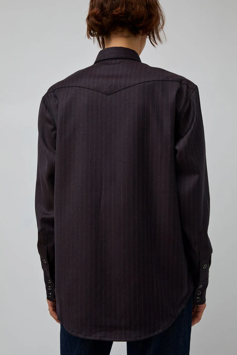 TONYWACK Striped Wool Western Shirt in Dark Burgundy sold by No. 6 product image thumbnail 5