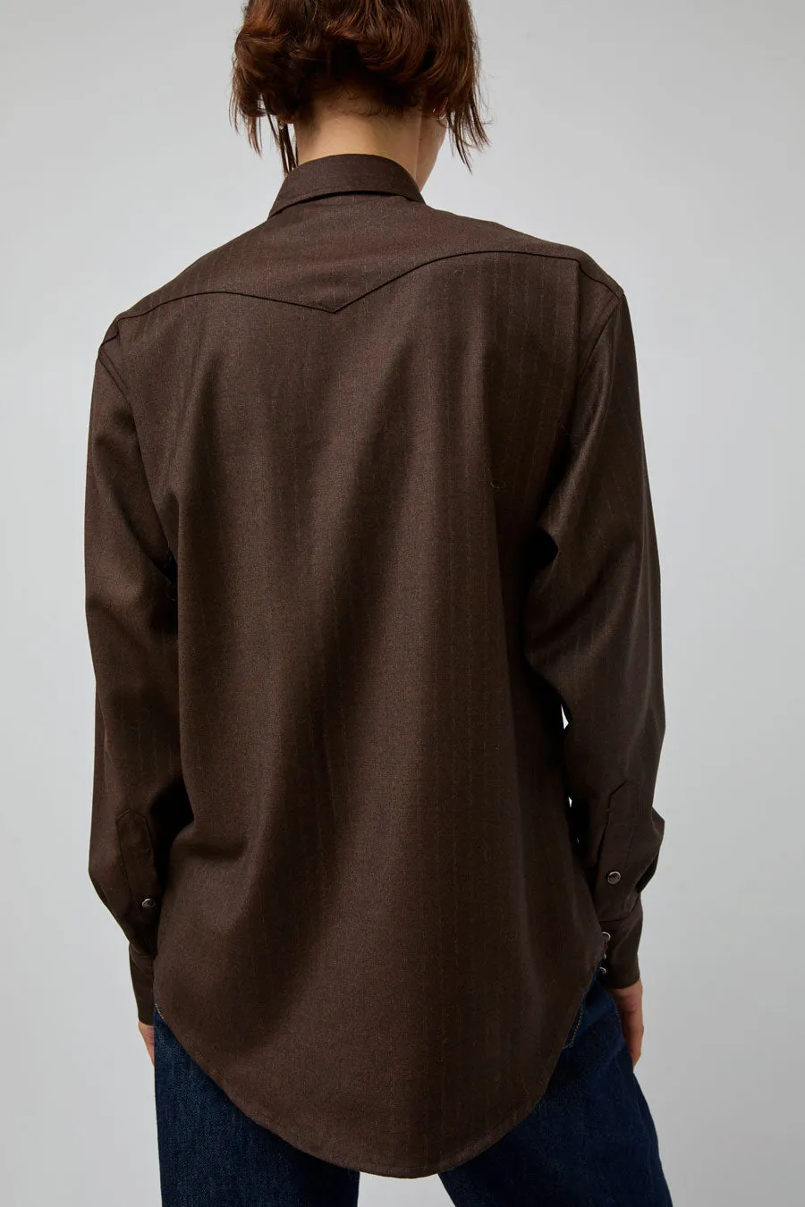 TONYWACK Striped Wool Western Shirt in Sepia Brown sold by No. 6 product image thumbnail 5