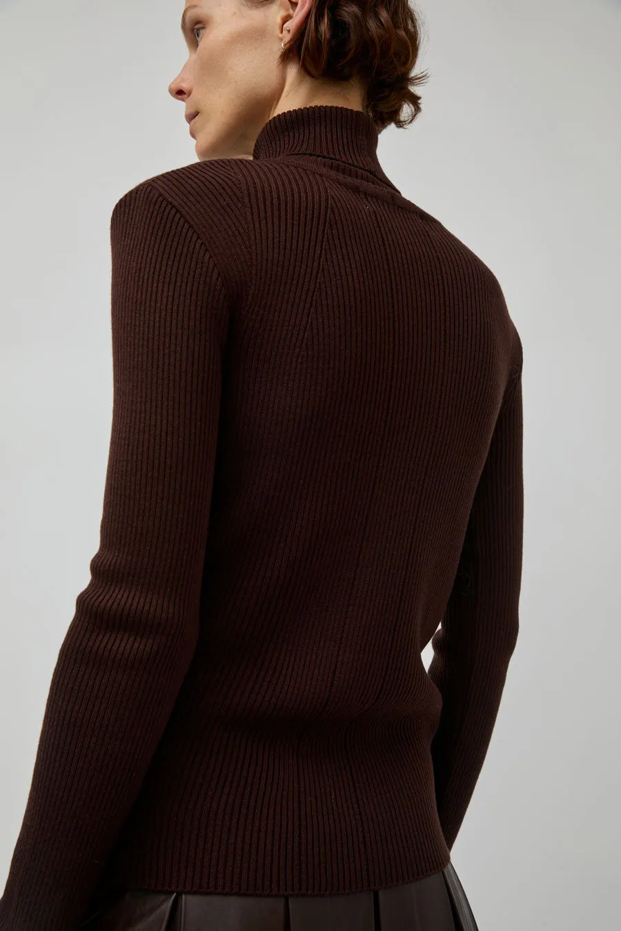 TONYWACK Slim-Fit Ribbed Turtleneck in Brown sold by No. 6 product image thumbnail 4