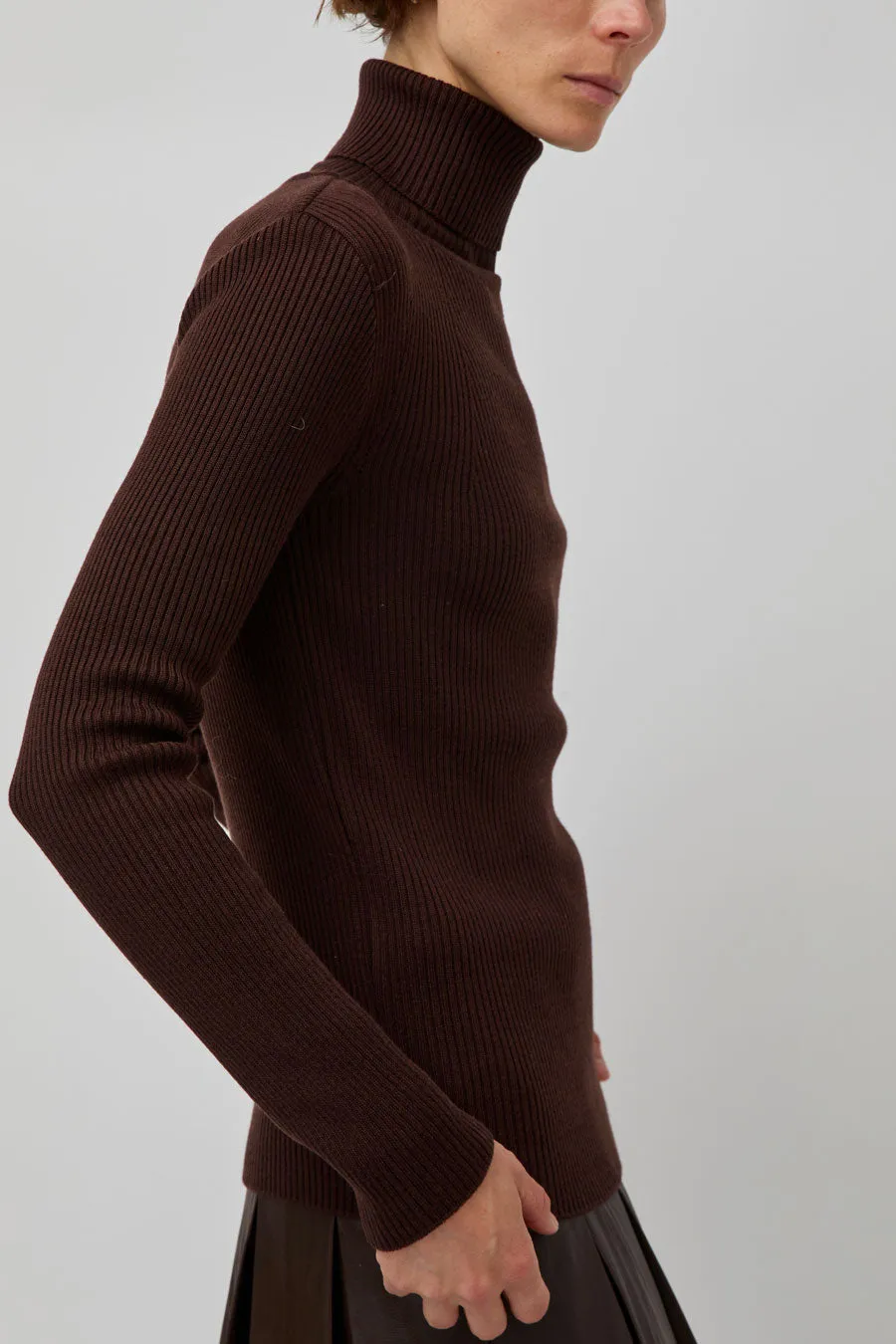 TONYWACK Slim-Fit Ribbed Turtleneck in Brown sold by No. 6 product image thumbnail 2