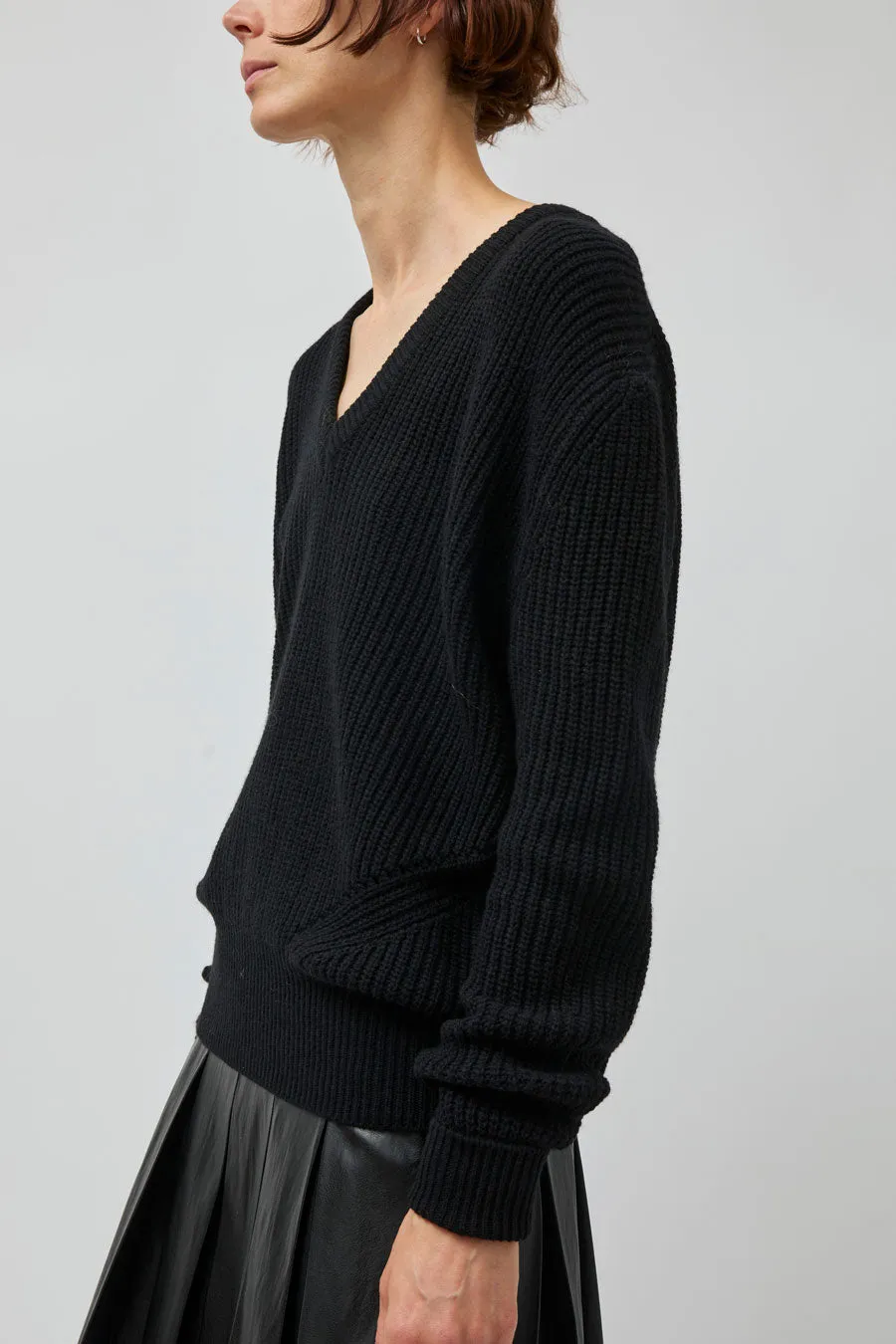 TONYWACK Merino Wool V-Neck Sweater in Black sold by No. 6 product image thumbnail 2