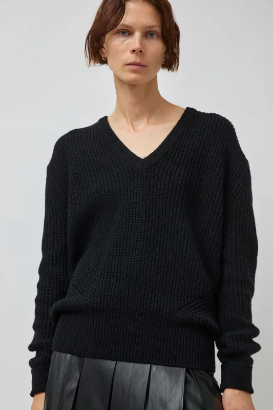 TONYWACK Merino Wool V-Neck Sweater in Black sold by No. 6