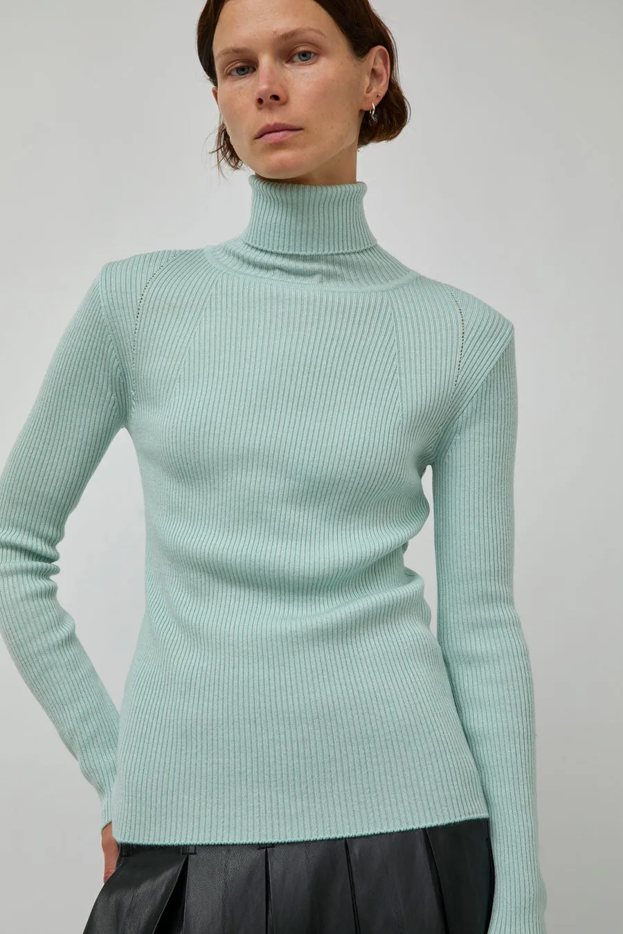 TONYWACK Slim-Fit Ribbed Turtleneck in Mint sold by No. 6