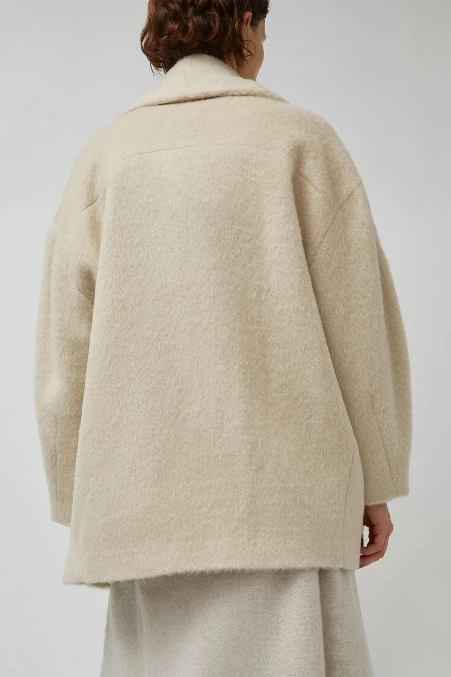 UMARMUNG Wool Alpaca Shawl Collar Half Coat in Cream sold by No. 6 product image thumbnail 4