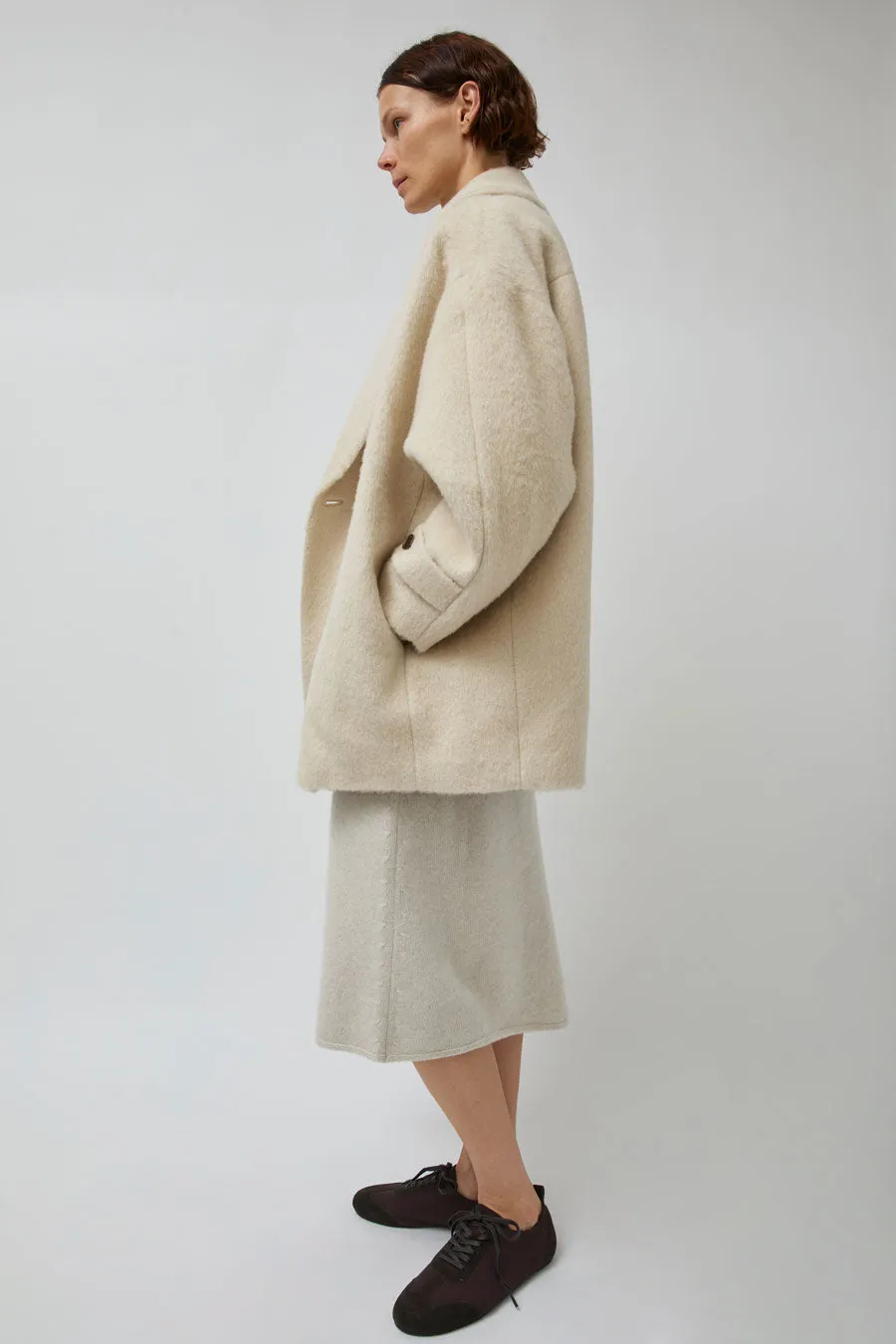 UMARMUNG Wool Alpaca Shawl Collar Half Coat in Cream sold by No. 6 product image thumbnail 5