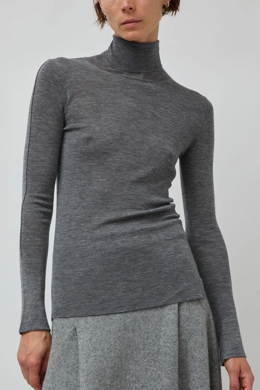 UMARMUNG Weightless Wool Turtle Neck Split Pullover in Heather Grey sold by No. 6 product image thumbnail 3